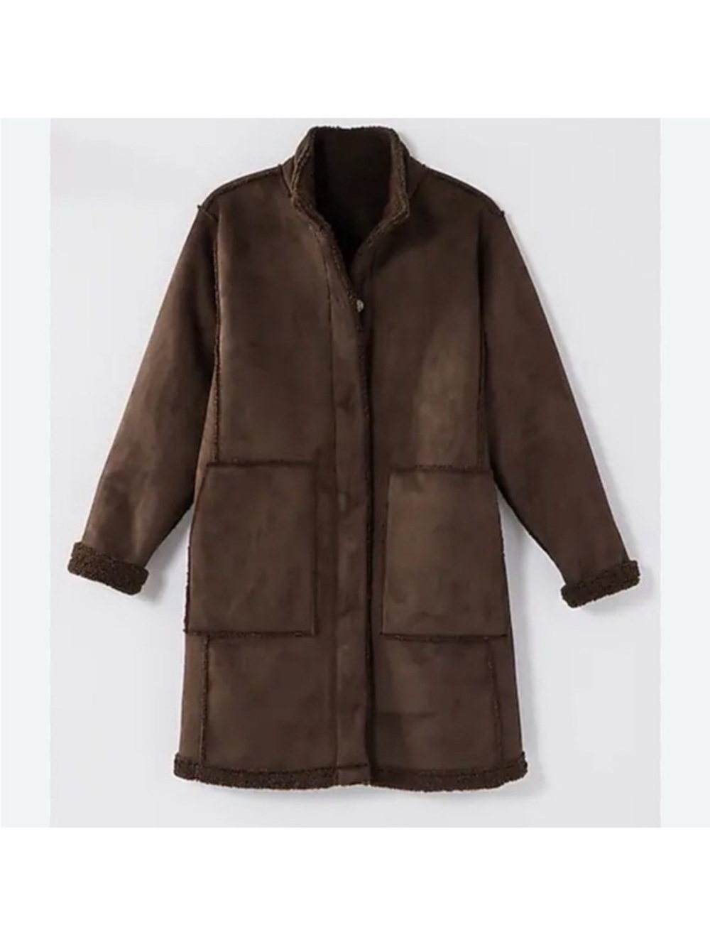 Womens J Jill pure Sherpa Teddy Reversible Coat w/soft snap closure NWT Sz large